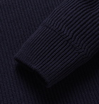 TOM FORD - Ribbed Wool and Cashmere-Blend Half-Zip Sweater - Blue