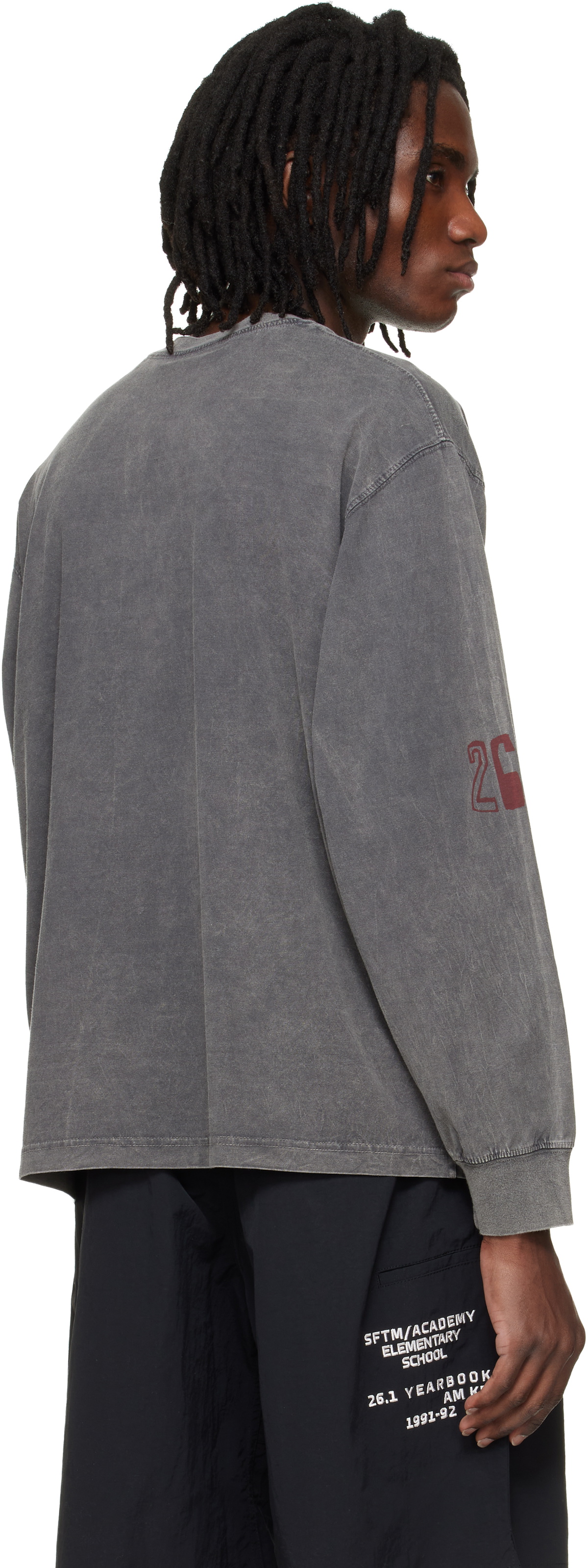 Song for the Mute Gray 'Scribble' Oversized Crew Neck Pullover T-shirt