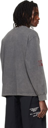 Song for the Mute Gray 'Scribble' Oversized Crew Neck Pullover T-shirt