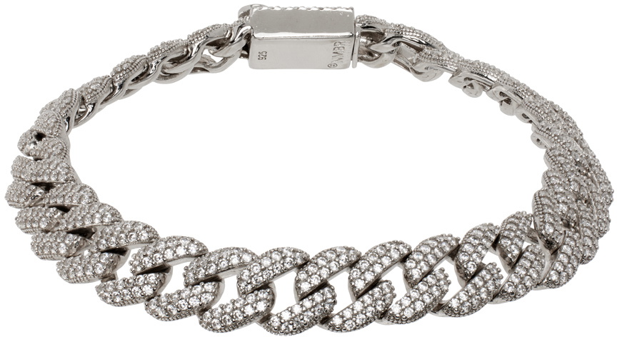 Numbering Silver #3912 Pavé Chain Bracelet