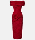 Magda Butrym Off-shoulder draped cotton-blend midi dress
