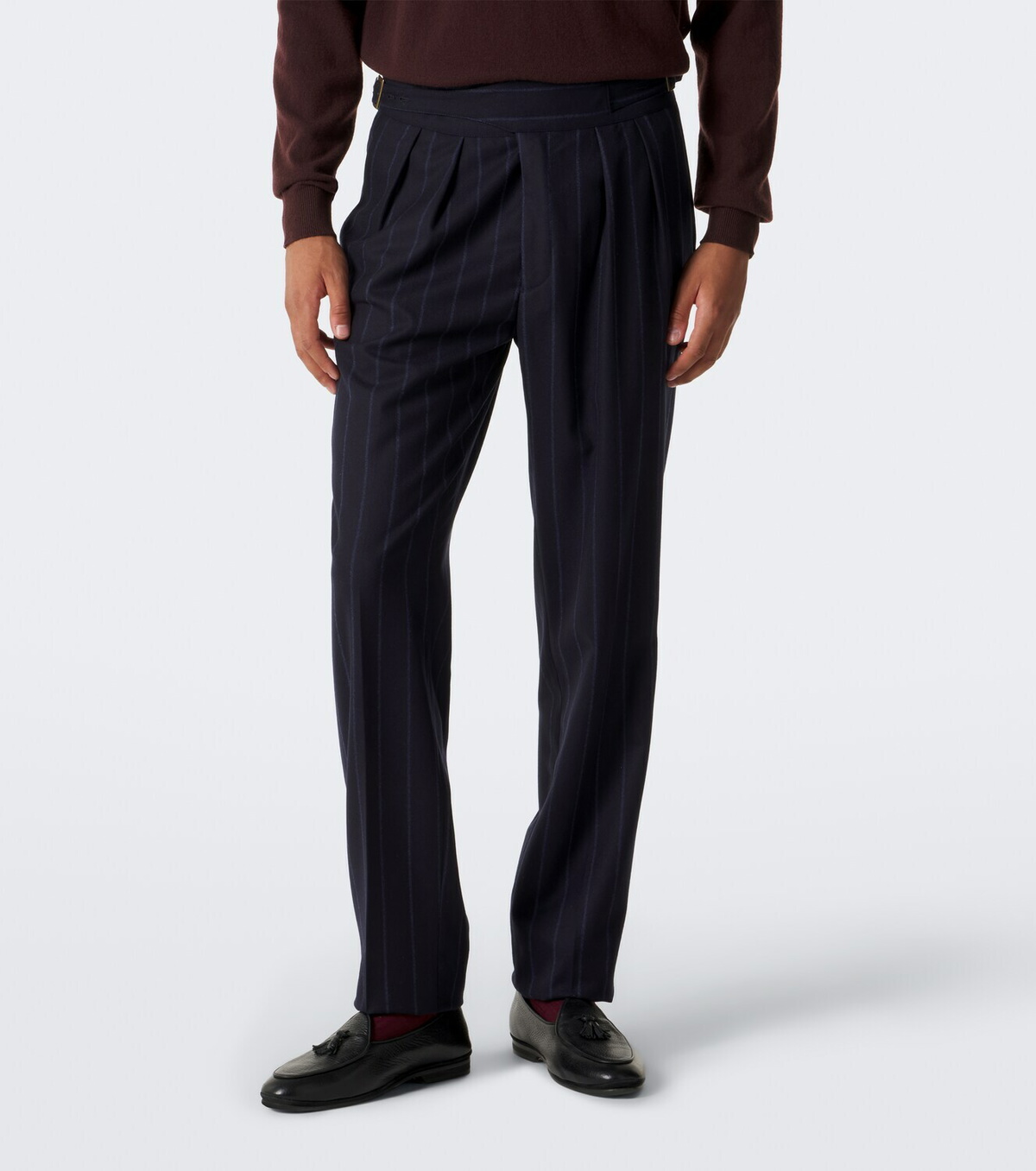 Rubinacci Striped virgin wool straight pants