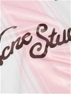 Acne Studios - Appliquéd Logo-Print Striped Mesh T-Shirt - Pink