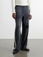424 - Wide-Leg Striped Distressed Cotton-Jersey Sweatpants - Black