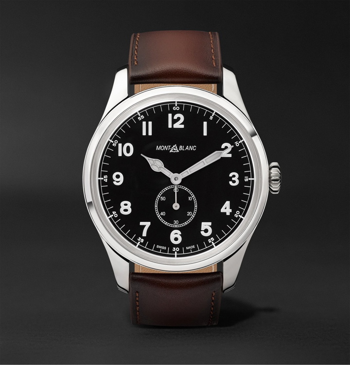 Photo: Montblanc - 1858 Automatic 44mm Stainless Steel and Leather Watch, Ref. No. 115073 - Black