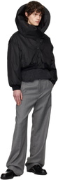AARON ESH Black Shoulder Lapel Bomber Jacket