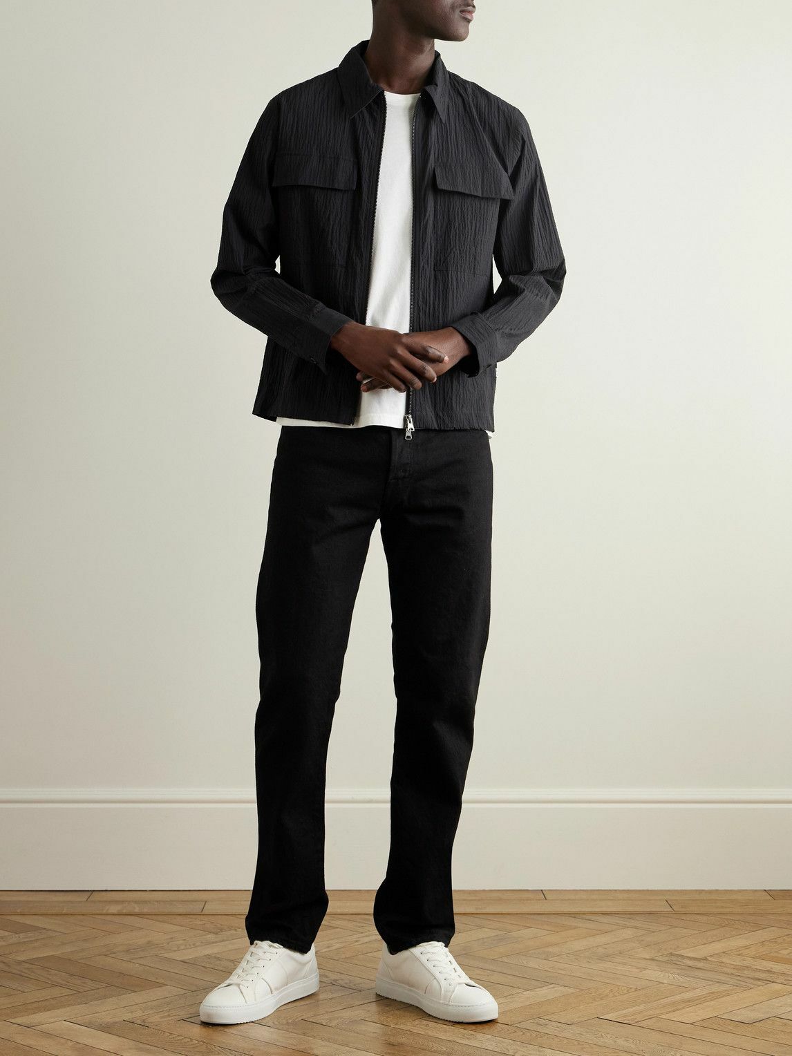 NN07 - Alban 5721 Organic Cotton-Blend Seersucker Jacket - Black NN07