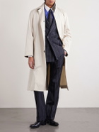 TOM FORD - Leather-Trimmed Cotton and Silk-Blend Overcoat - Neutrals