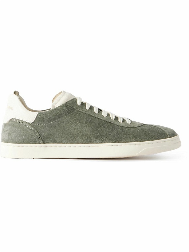 Photo: Officine Creative - Karma Leather-Trimmed Suede Sneakers - Green
