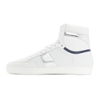 Saint Laurent White and Silver Court Classic SL/10H Sneakers