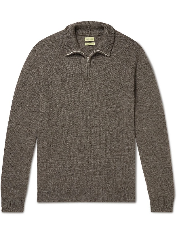 Photo: De Bonne Facture - Alpaca and Wool-Blend Half-Zip Sweater - Gray