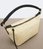 Loewe Cala Mini leather-trimmed raffia top-handle bag