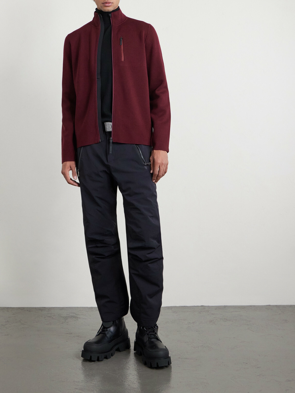 Aztech Mountain - Matterhorn Shell-Panelled Wool Ski Mid-Layer - Burgundy