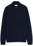 Aurélien Ribbed-knit Wool and Cashmere-blend Cardigan Navy