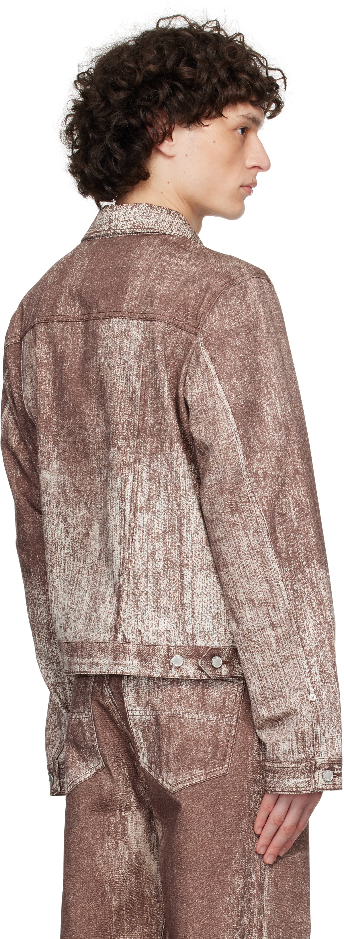 CAMPERLAB Burgundy Paint Print Denim Jacket