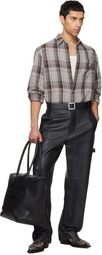 TONYWACK Gray Washed Cotton Blend Check Shirt