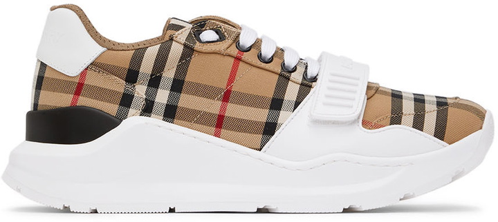 Photo: Burberry White & Beige Regis Sneakers