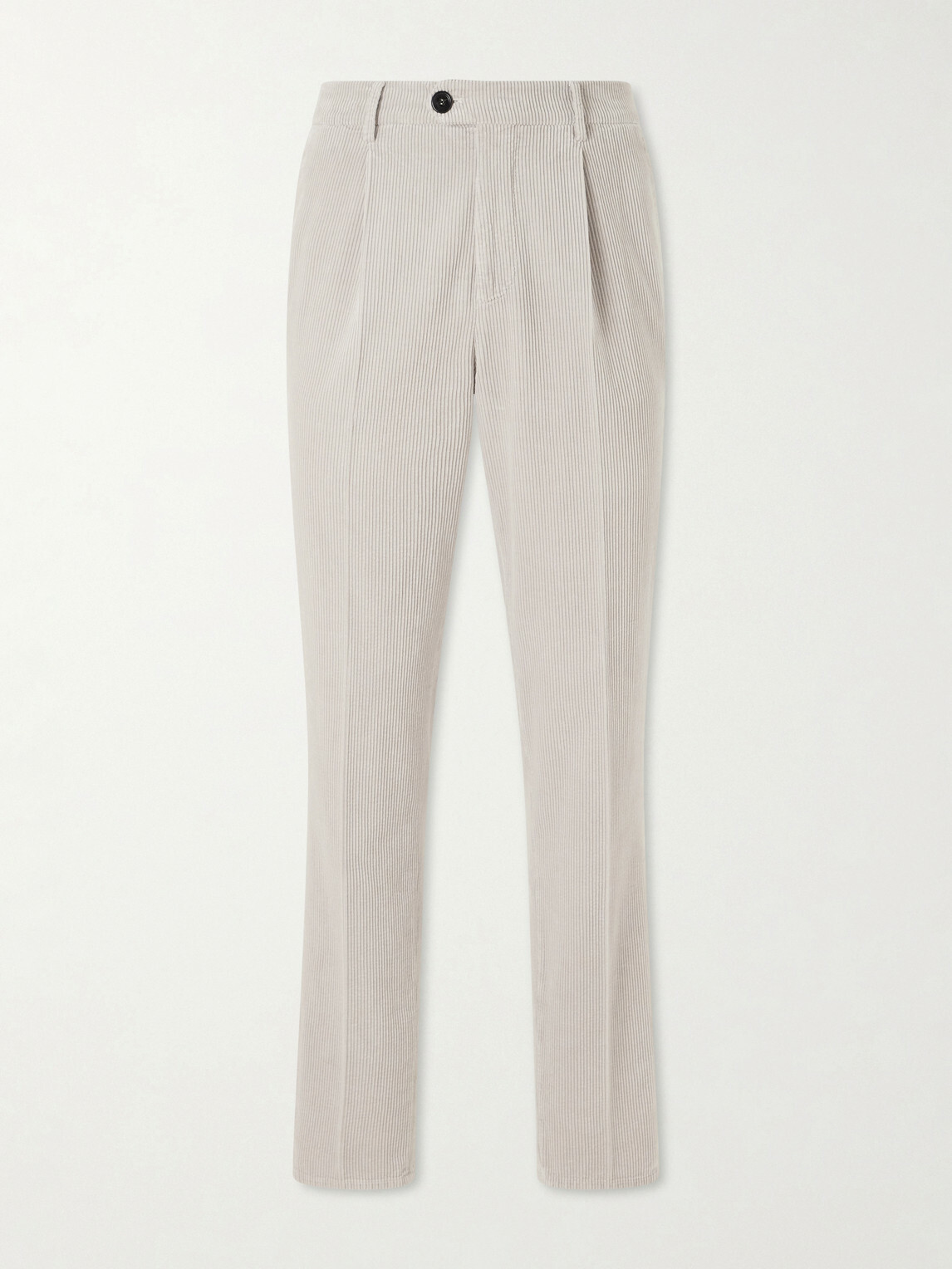 Brunello Cucinelli - Tapered Pleated Cotton-Corduroy Trousers - Neutrals
