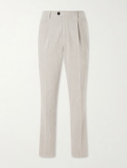 Brunello Cucinelli - Tapered Pleated Cotton-Corduroy Trousers - Neutrals