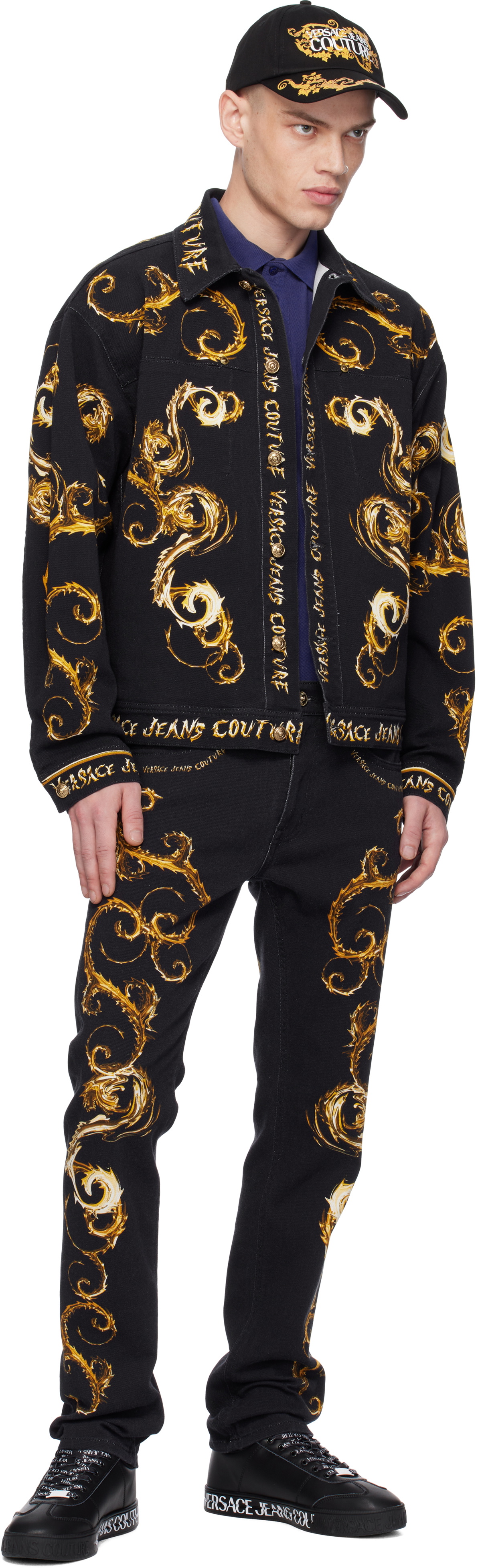 Versace Jeans Couture Black Chromo Couture Denim Jacket