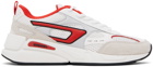 Diesel White & Red S-Serendipity Sport Sneakers