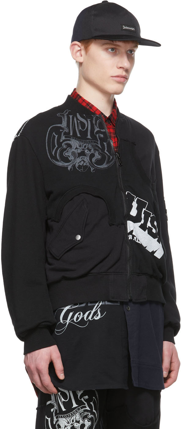 Undercoverism Black Cotton & Nylon Reversible Bomber Jacket Undercoverism