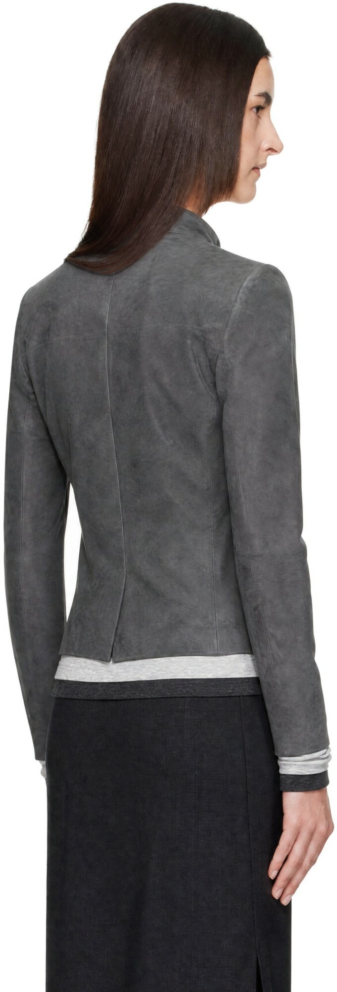St. Agni Gray Suede Moto Jacket