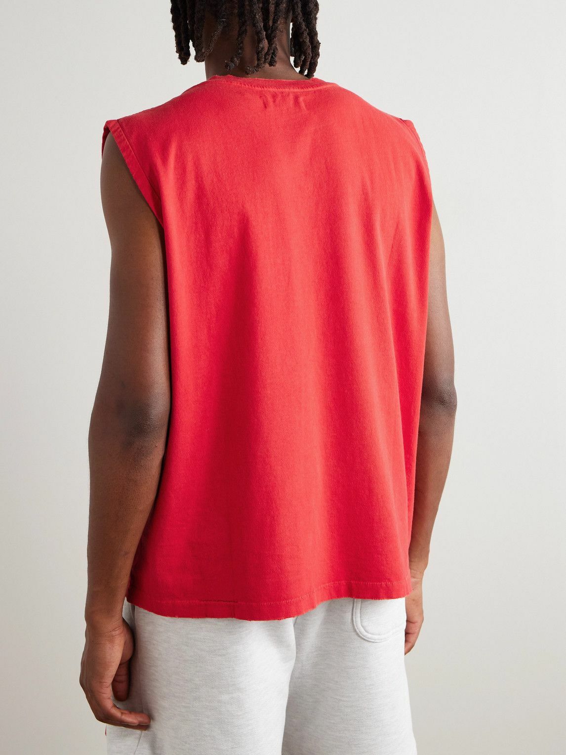 Cherry Los Angeles - Logo-Print Cotton-Jersey Tank Top - Red