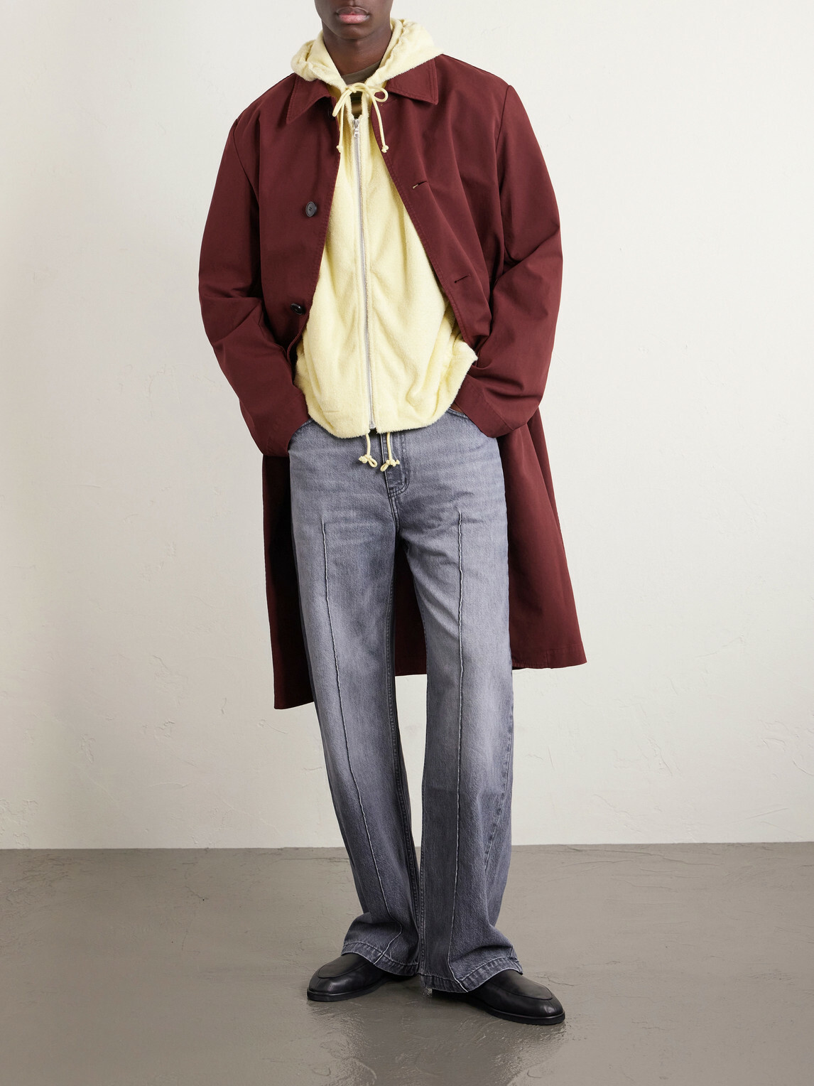 Auralee - Cotton-Blend Terry Zip-Up Hoodie - Yellow