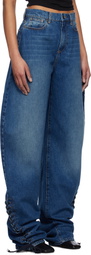 Mônot Blue Baggy Lace Up Jeans