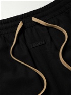 Fear of God - Wide-Leg Logo-Appliquéd Virgin Wool-Crepe Drawstring Shorts - Black