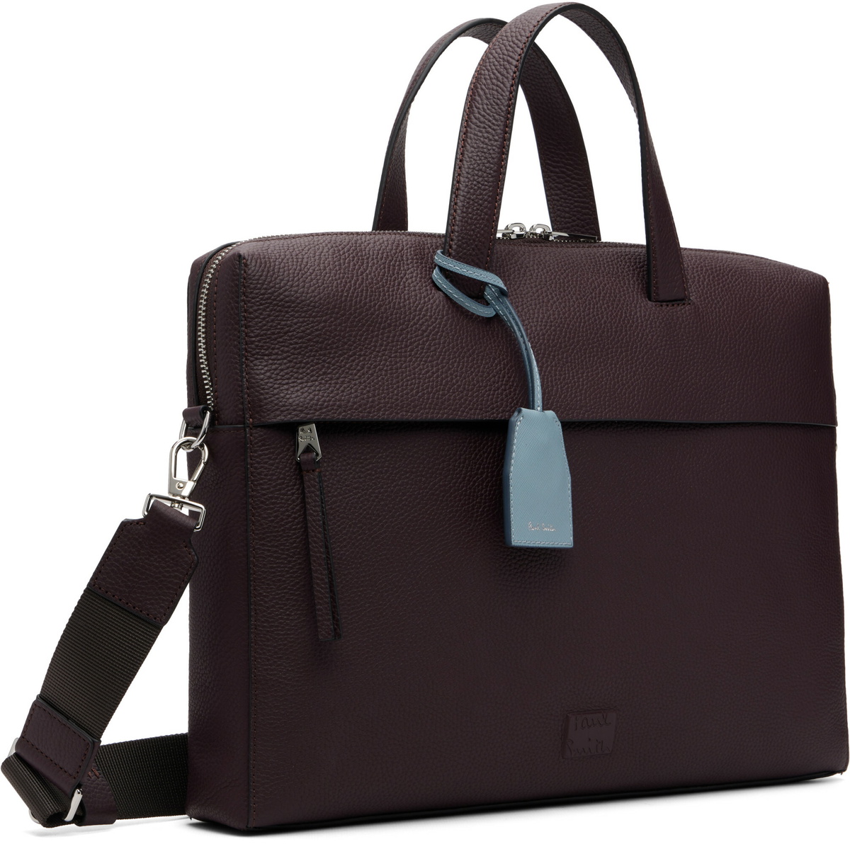 Paul Smith Burgundy Leather Double-Zip Folio Briefcase