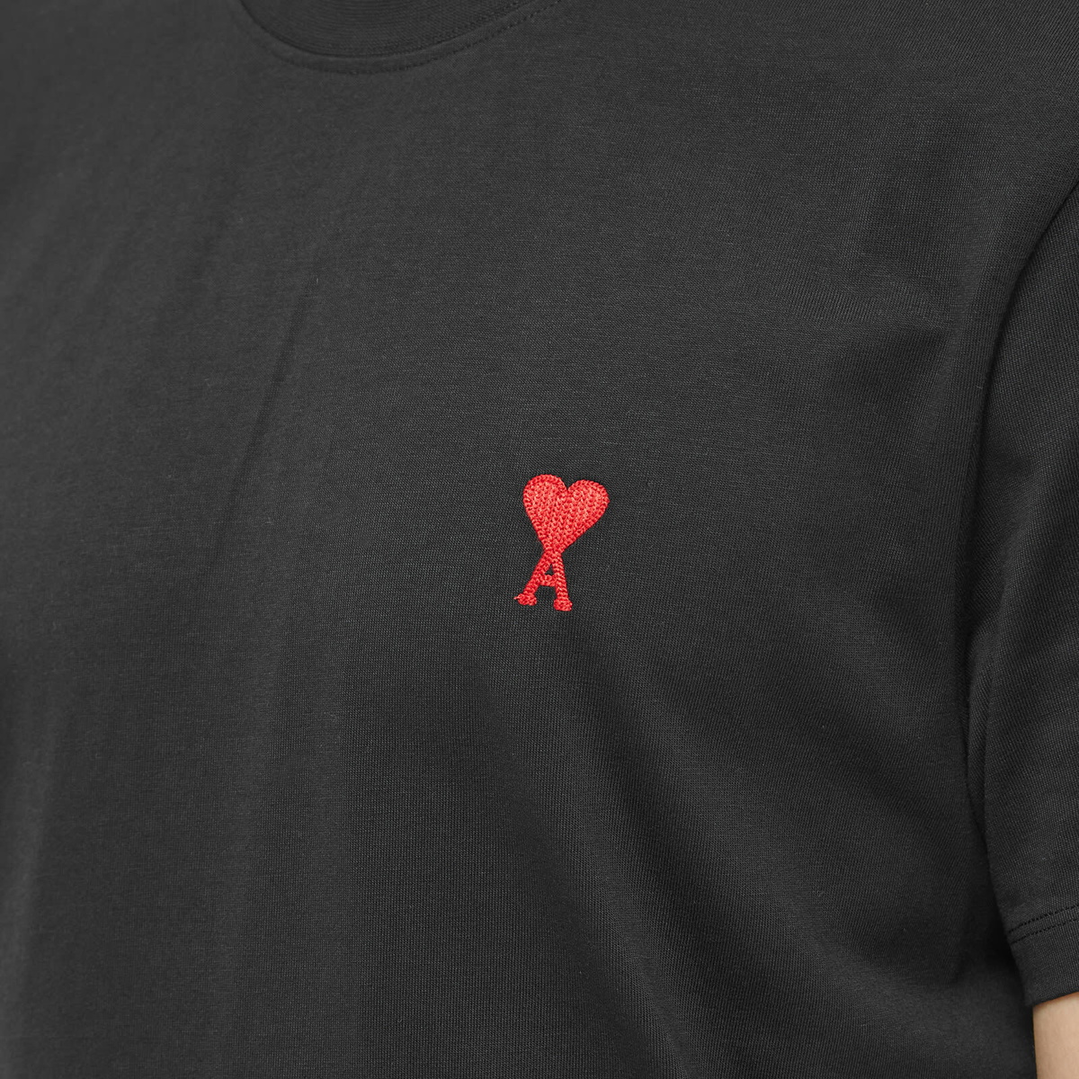 Tシャツ・カットソー Ami Men's Small Heart Logo Polo T-Shirt Black AMI Men's Small A Heart T-Shirt in Black AMI