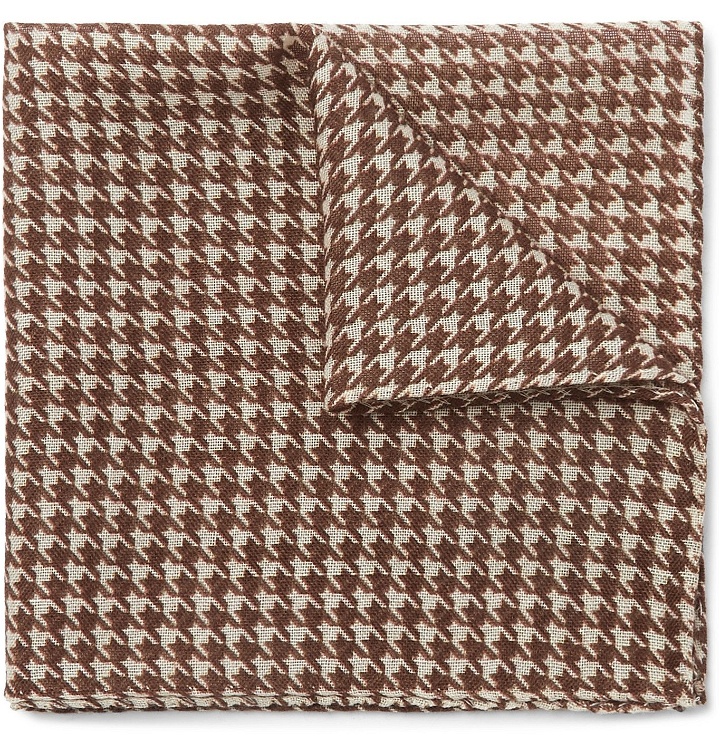 Photo: Anderson & Sheppard - Houndstooth Wool and Silk-Blend Pocket Square - Burgundy