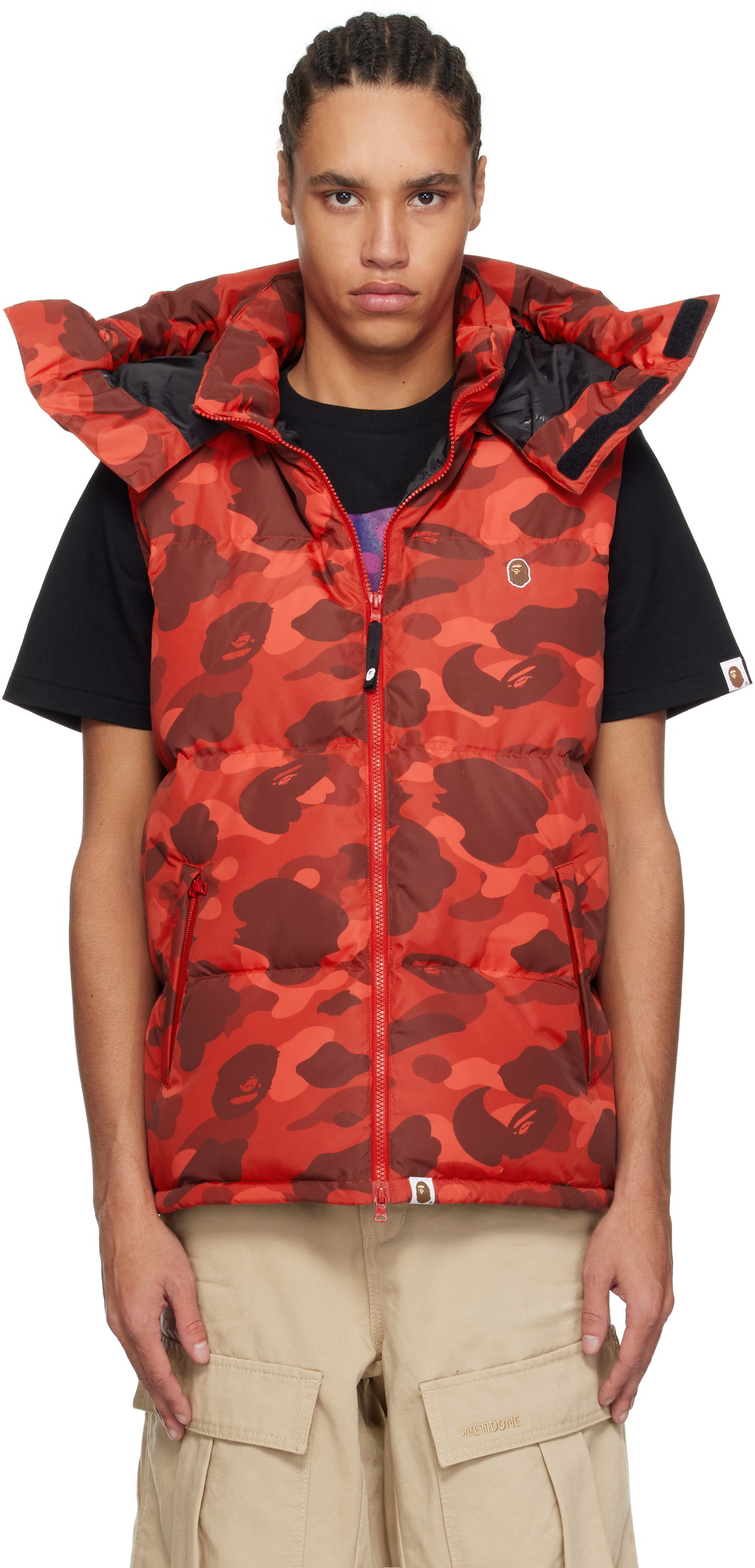 BAPE Red Color Camo Down Vest A Bathing Ape