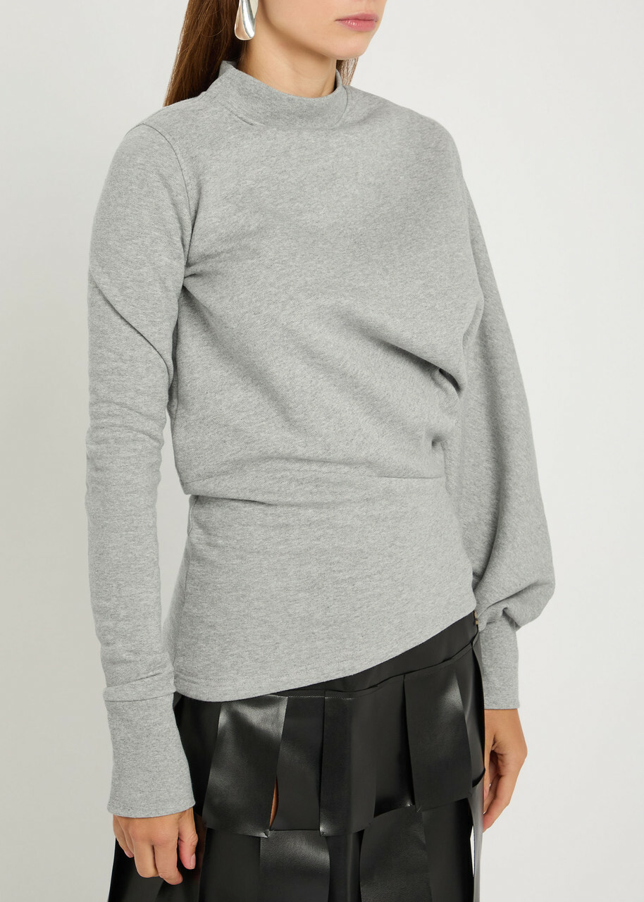 A.W.A.K.E Mode Draped Cotton Sweatshirt Grey