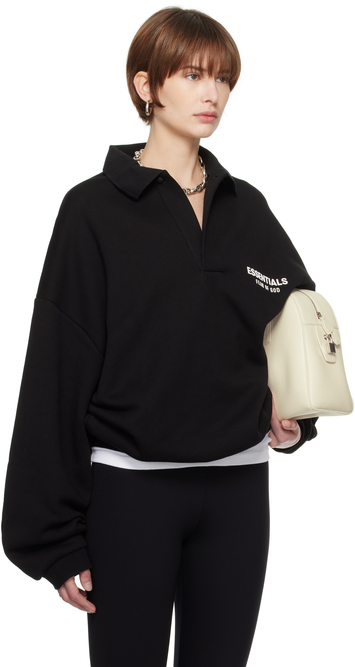 国内発送☆FEAR OF GOD☆FLEECE POLO/BLACK Fear of God ESSENTIALS Black Fleece Polo Fear Of God Essentials