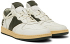 Rhude SSENSE Exclusive White & Green Rhecess Low Sneakers