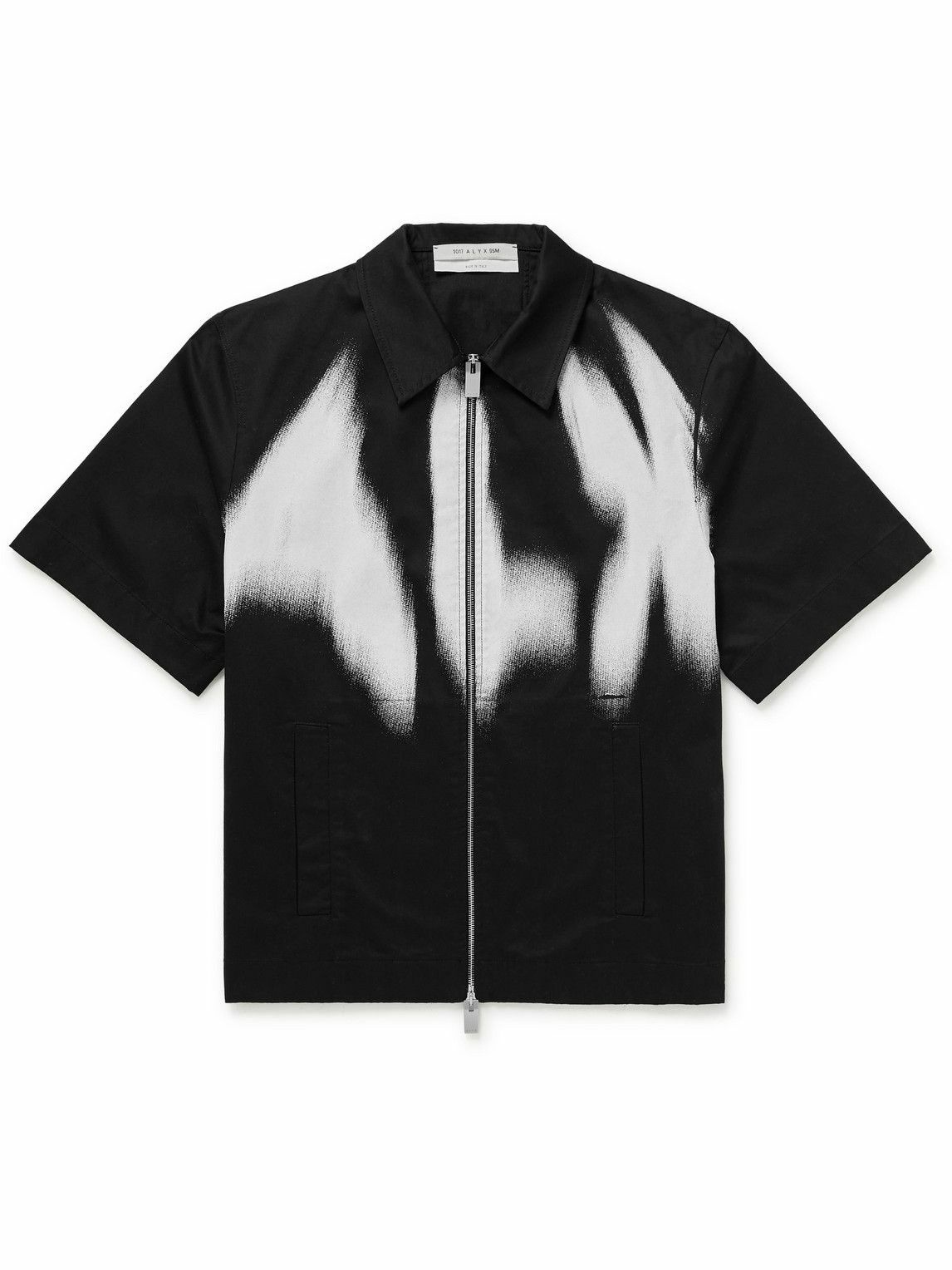 1017 ALYX 9SM - Logo-Print Cotton-Blend Zip-Up Shirt - Black 1017 ALYX 9SM