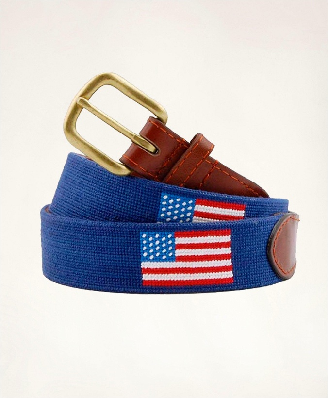 Photo: Brooks Brothers Men's Smathers & Branson Leather Needlepoint American Flag Belt