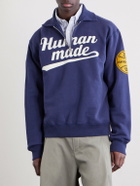 Human Made - Logo-Print Cotton-Jersey Zip-Up Sweatshirt - Blue