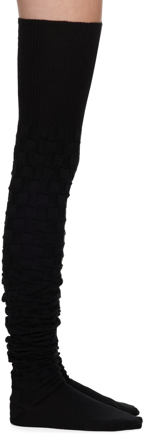 ANDREJ GRONAU SSENSE Exclusive Black Check Over-The-Knee Socks