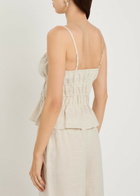 Staud Ayla Smocked Linen Tank top Beige