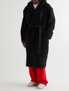 BALENCIAGA - Logo-Embroidered Cotton-Terry Hooded Robe - Black