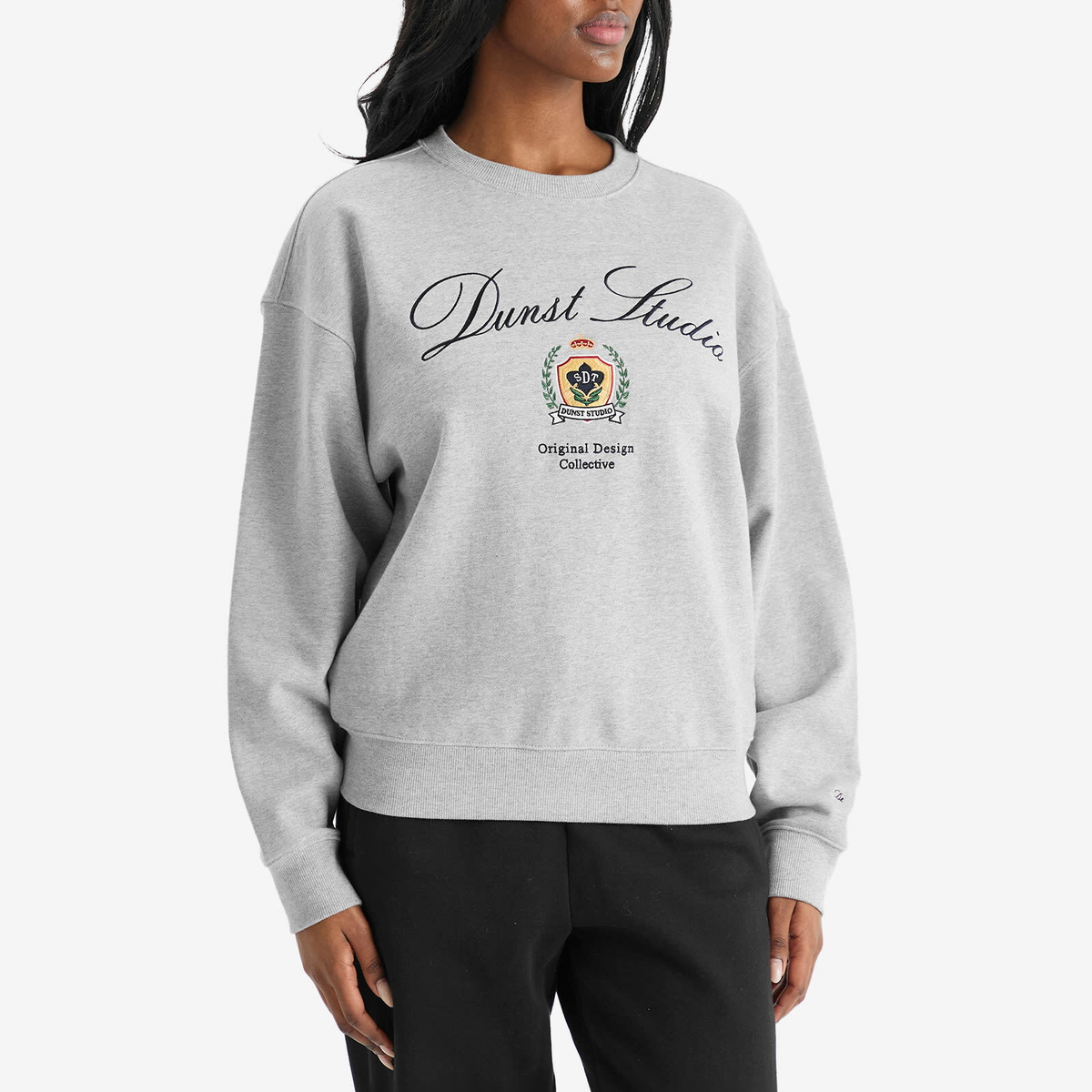 DUNST Women's Unisex Classic Logo Sweatshirt in Melange Grey