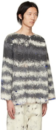 VITELLI Gray & White Striped Sweater