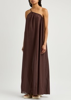 Matteau One-shoulder Cotton-blend Maxi Dress Burgundy