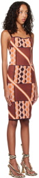 Ahluwalia Brown & Orange Taffi Midi Dress