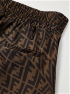 FENDI - Logo-Print Silk-Twill Shorts - Brown