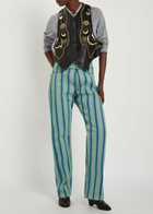 Versace Striped Straight-leg Jeans Blue